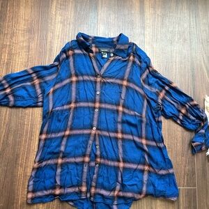 Blue and Brown Plaid Women’s Shirt